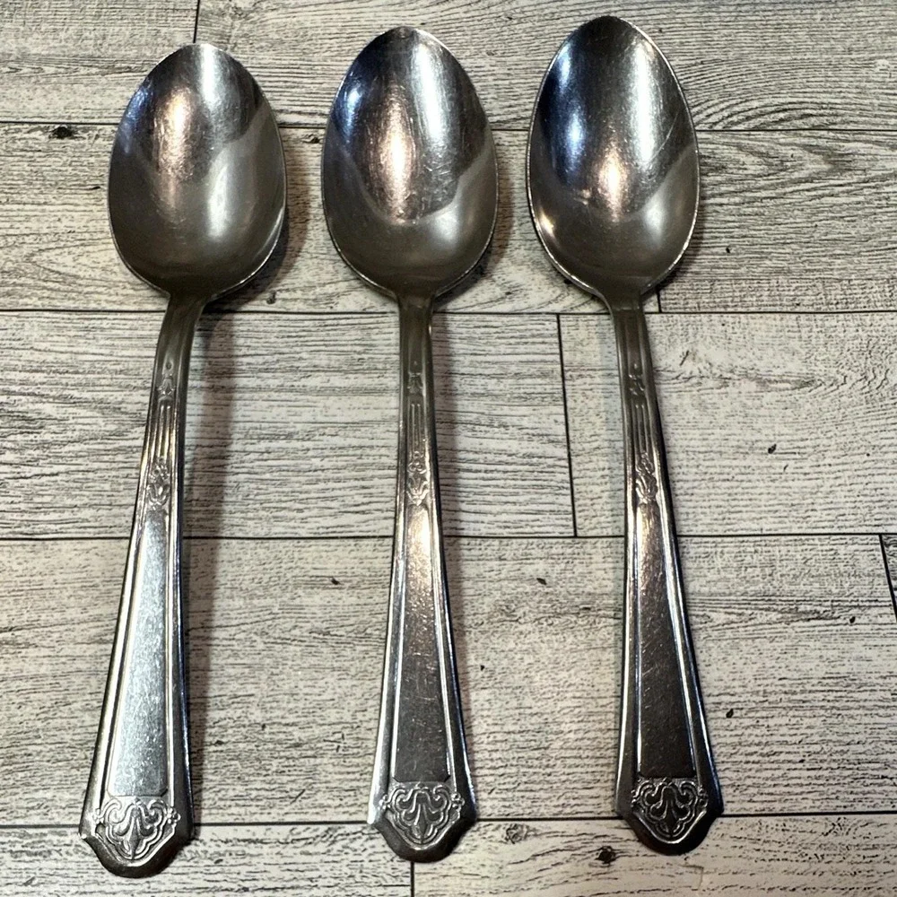 World Stainless USA Stainless Steel Spoons 3PC Floral Vintage